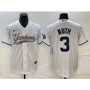 MLB Yankees 3 Babe Ruth White Baseball Nike Cool Base Men Jersey