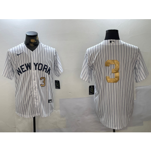 MLB Yankees 3 Babe Ruth White Gold Nike Cool Base Men Jersey