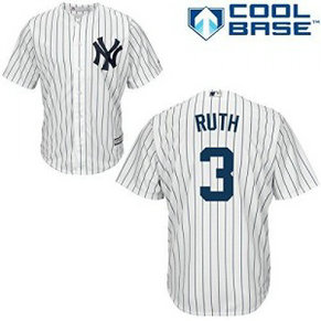 MLB Yankees 3 Babe Ruth White Men Jersey