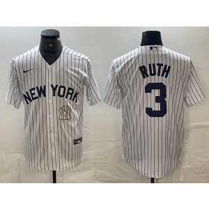 MLB Yankees 3 Babe Ruth White Nike Cool Base Men Jersey