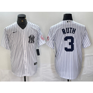 MLB Yankees 3 Babe Ruth White Nike Cool Base Men Jersey