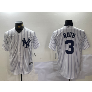 MLB Yankees 3 Babe Ruth White Nike Cool Base Men Jersey