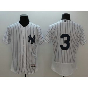 MLB Yankees 3 Babe Ruth White Strip 2016 New Flexbase Men Jersey