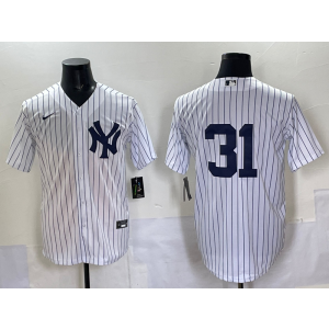 MLB Yankees 31 White Nike Cool Base Men Jersey