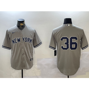 MLB Yankees 36 Grey Nike Cool Base Men Jersey