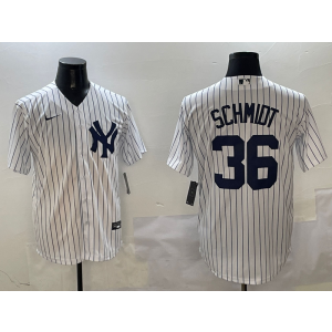 MLB Yankees 36 Schmidt White Nike Cool Base Men Jersey