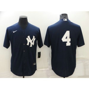 MLB Yankees 4 Lou Gehrig Navy Nike Cool Base Men Jersey