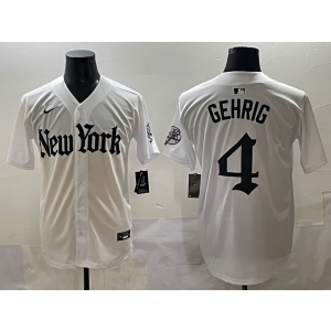 MLB Yankees 4 Lou Gehrig New White Nike Cool Base Men Jersey