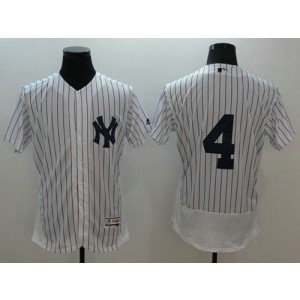 MLB Yankees 4 Lou Gehrig White Strip 2016 New Flexbase Men Jersey