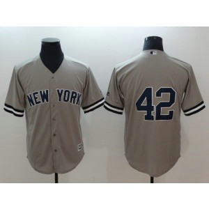 MLB Yankees 42 Mariano Rivera Grey Cool Base Men Jersey