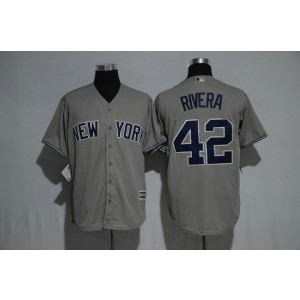 MLB Yankees 42 Mariano Rivera Grey Cool Base Men Jerseys