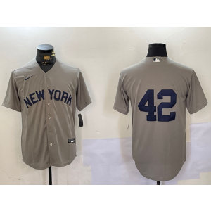 MLB Yankees 42 Mariano Rivera Grey Nike Cool Base Men Jersey