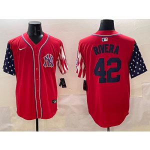MLB Yankees 42 Mariano Rivera Red USA Flag Nike Cool Base Men Jersey
