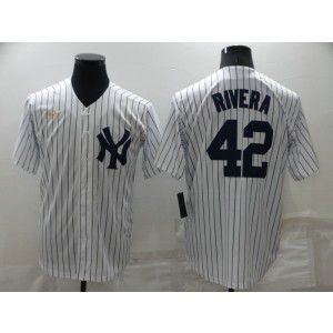 MLB Yankees 42 Mariano Rivera White Gold Nike Cool Base Men Jersey