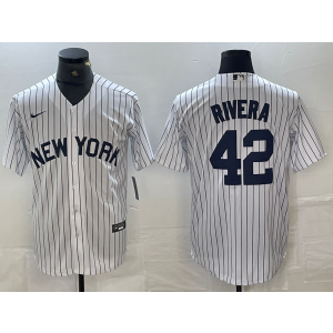 MLB Yankees 42 Mariano Rivera White Nike Cool Base Men Jersey