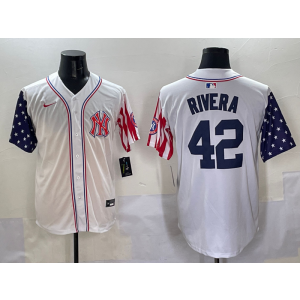 MLB Yankees 42 Mariano Rivera White USA Flag Nike Cool Base Men Jersey