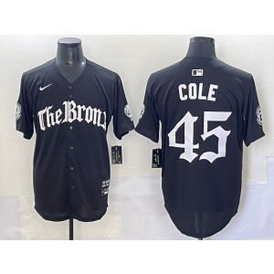 MLB Yankees 45 Cole New Black Nike Cool Base Men Jersey