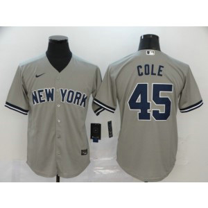 MLB Yankees 45 Gerrit Cole Grey 2020 Nike Cool Base Men Jersey(name on back)