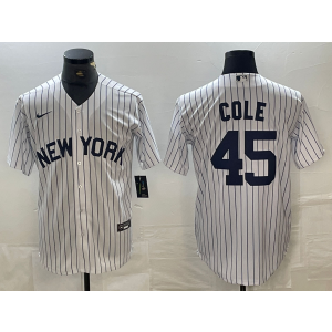 MLB Yankees 45 Gerrit Cole White Nike Cool Base Men Jersey