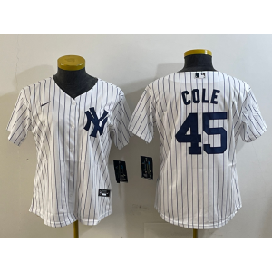MLB Yankees 45 Gerrit Cole White Nike Cool Base Youth Jersey