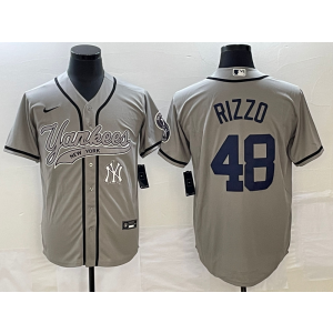 MLB Yankees 48 Anthony Rizzo Grey Baseball Nike Cool Base Men Jersey