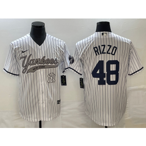MLB Yankees 48 Anthony Rizzo White Baseball Nike Cool Base Men Jersey