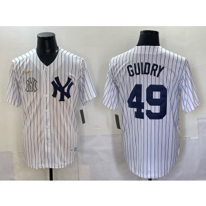 MLB Yankees 49 Guidry White Nike Cool Base Men Jersey