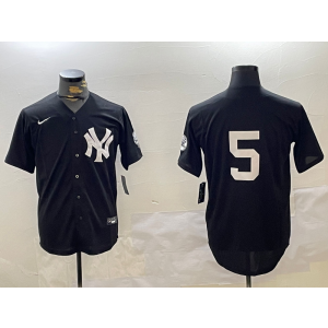 MLB Yankees 5 Black Nike Cool Base Men Jersey