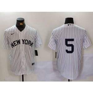 MLB Yankees 5 White Nike Cool Base Men Jersey