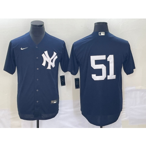 MLB Yankees 51 Bernie Williams Navy Nike Cool Base Men Jersey