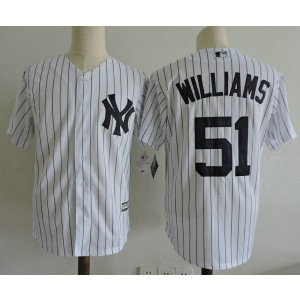 MLB Yankees 51 Bernie Williams White Cool Base Men Jersey