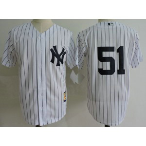 MLB Yankees 51 Bernie Williams White Cooperstown Collection Throwback Men Jersey
