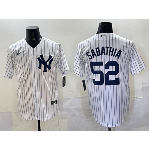 MLB Yankees 52 C.C. Sabathia White Nike Cool Base Men Jersey
