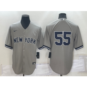 MLB Yankees 55 Grey Nike Cool Base Men Jersey