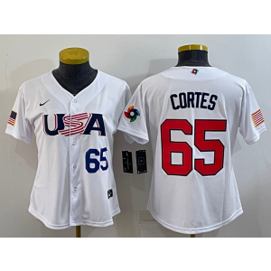 MLB Yankees 65 Nestor Cortes White 2023 World Baseball Classic Women Jersey