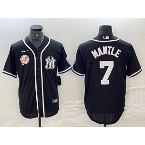 MLB Yankees 7 Mickey Mantle Black Nike Cool Base Men Jersey