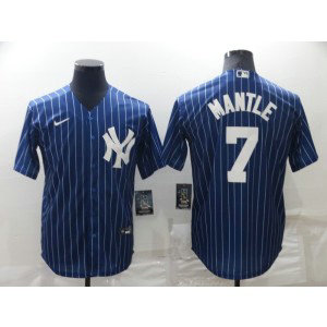 MLB Yankees 7 Mickey Mantle Blue Nike Cool Base Men Jersey