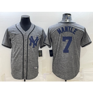 MLB Yankees 7 Mickey Mantle Gray Nike Cool Base Men Jersey