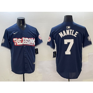 MLB Yankees 7 Mickey Mantle Navy Nike Cool Base Men Jersey