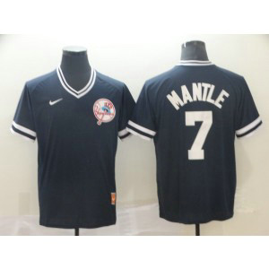 MLB Yankees 7 Mickey Mantle Navy Nike Cooperstown Collection Legend V-Neck Men Jersey