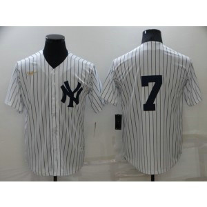 MLB Yankees 7 Mickey Mantle White 2020 Nike Gold Cool Base Men Jersey