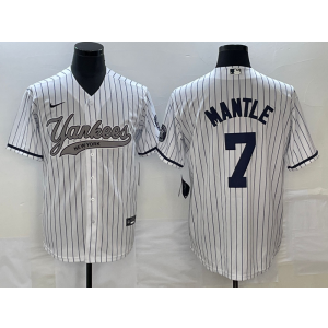 MLB Yankees 7 Mickey Mantle White Baseball Nike Cool Base Men Jersey