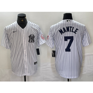 MLB Yankees 7 Mickey Mantle White Nike Cool Base Men Jersey