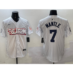 MLB Yankees 7 Mickey Mantle White Nike Cool Base Men Jersey