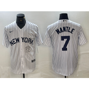 MLB Yankees 7 Mickey Mantle White Nike Cool Base Men Jersey