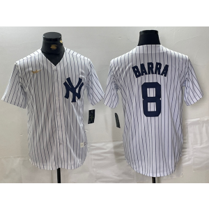 MLB Yankees 8 Barra White Nike Cool Base Men Jersey
