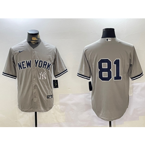 MLB Yankees 81 Grey Nike Cool Base Men Jersey