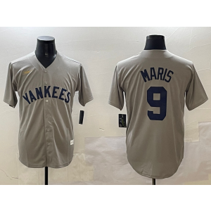 MLB Yankees 9 Roger Maris Grey Nike Cool Base Men Jersey