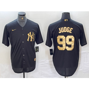 MLB Yankees 99 Aaron Judge Black Gold Nike Cool Base Men Jersey