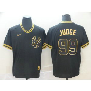 MLB Yankees 99 Aaron Judge Black Gold Nike Cooperstown Legend V Neck Men Jersey